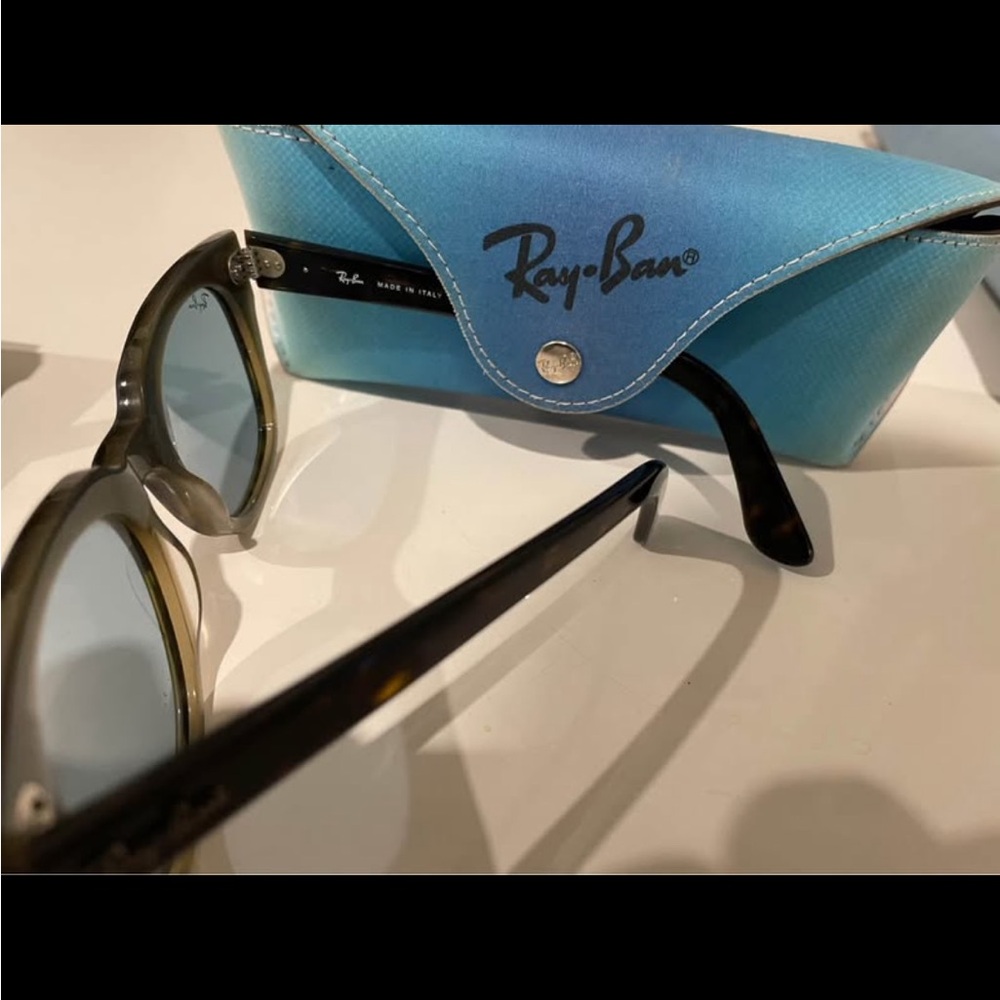 Ray-Ban Black and Gray Sunglasses with Blue Case